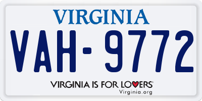 VA license plate VAH9772