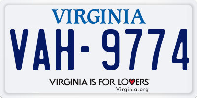VA license plate VAH9774