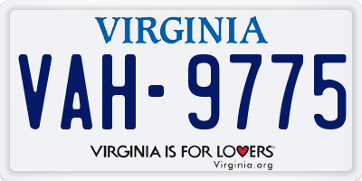 VA license plate VAH9775