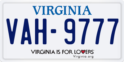VA license plate VAH9777