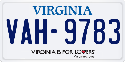 VA license plate VAH9783
