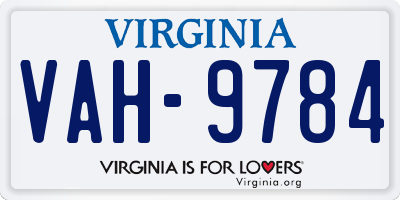 VA license plate VAH9784