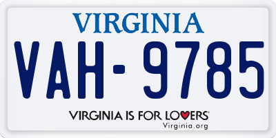 VA license plate VAH9785