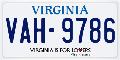VA license plate VAH9786