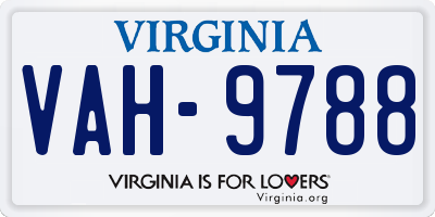 VA license plate VAH9788