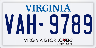 VA license plate VAH9789