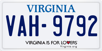 VA license plate VAH9792