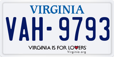 VA license plate VAH9793