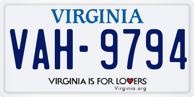 VA license plate VAH9794