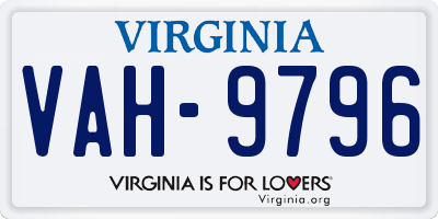 VA license plate VAH9796