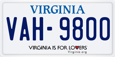 VA license plate VAH9800