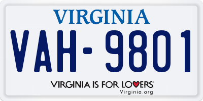 VA license plate VAH9801