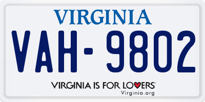 VA license plate VAH9802