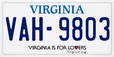 VA license plate VAH9803