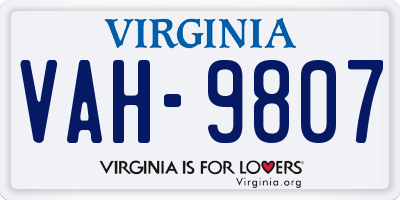 VA license plate VAH9807