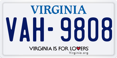 VA license plate VAH9808
