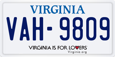 VA license plate VAH9809