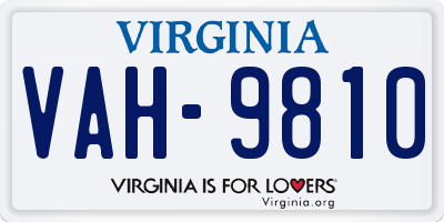 VA license plate VAH9810