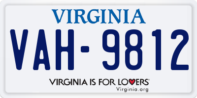 VA license plate VAH9812