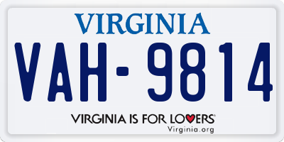 VA license plate VAH9814
