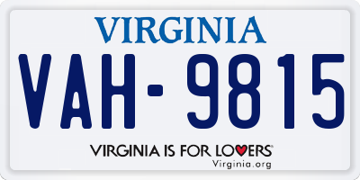 VA license plate VAH9815