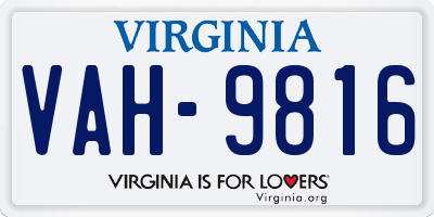 VA license plate VAH9816