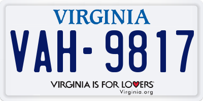 VA license plate VAH9817