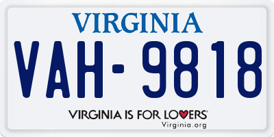 VA license plate VAH9818