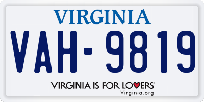 VA license plate VAH9819