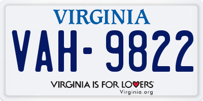 VA license plate VAH9822