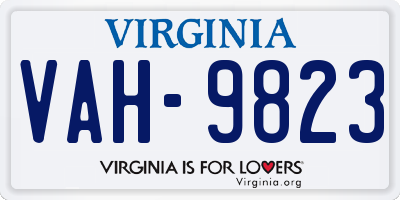 VA license plate VAH9823