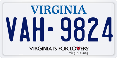 VA license plate VAH9824