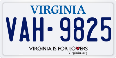 VA license plate VAH9825