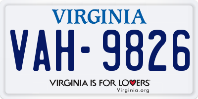 VA license plate VAH9826