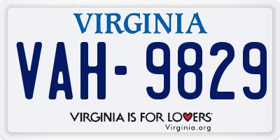 VA license plate VAH9829