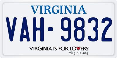 VA license plate VAH9832