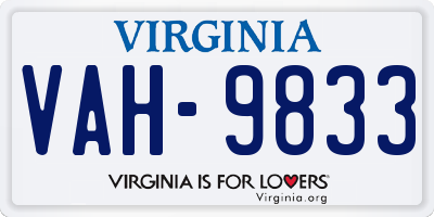 VA license plate VAH9833