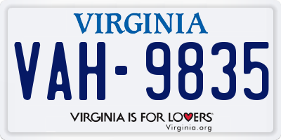 VA license plate VAH9835