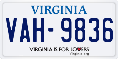 VA license plate VAH9836