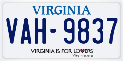 VA license plate VAH9837