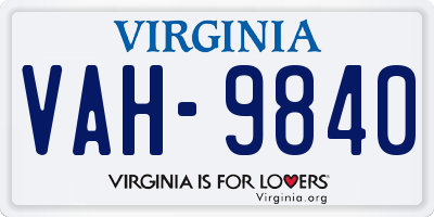 VA license plate VAH9840