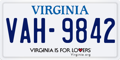 VA license plate VAH9842