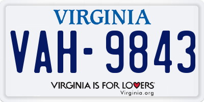 VA license plate VAH9843