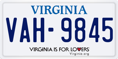 VA license plate VAH9845