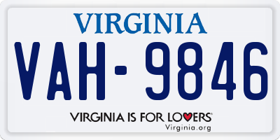 VA license plate VAH9846