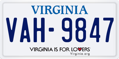 VA license plate VAH9847