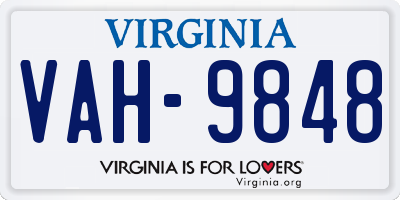 VA license plate VAH9848