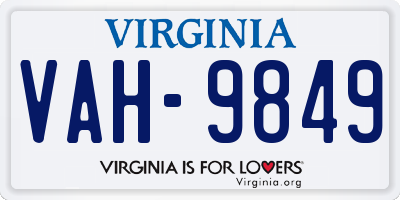 VA license plate VAH9849