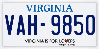 VA license plate VAH9850