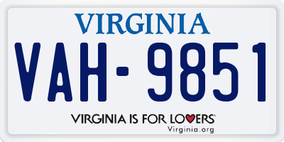 VA license plate VAH9851
